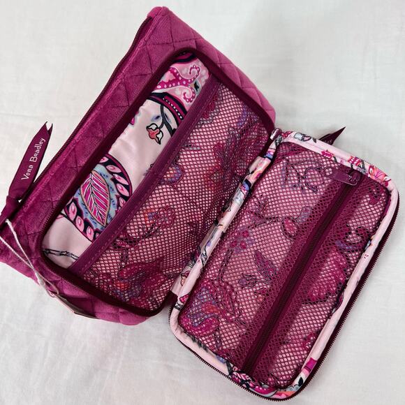 Vera Bradley Compact Organizer Zip Pouch Quilted Velvet Pink Majestic Magenta - Picture 8 of 9